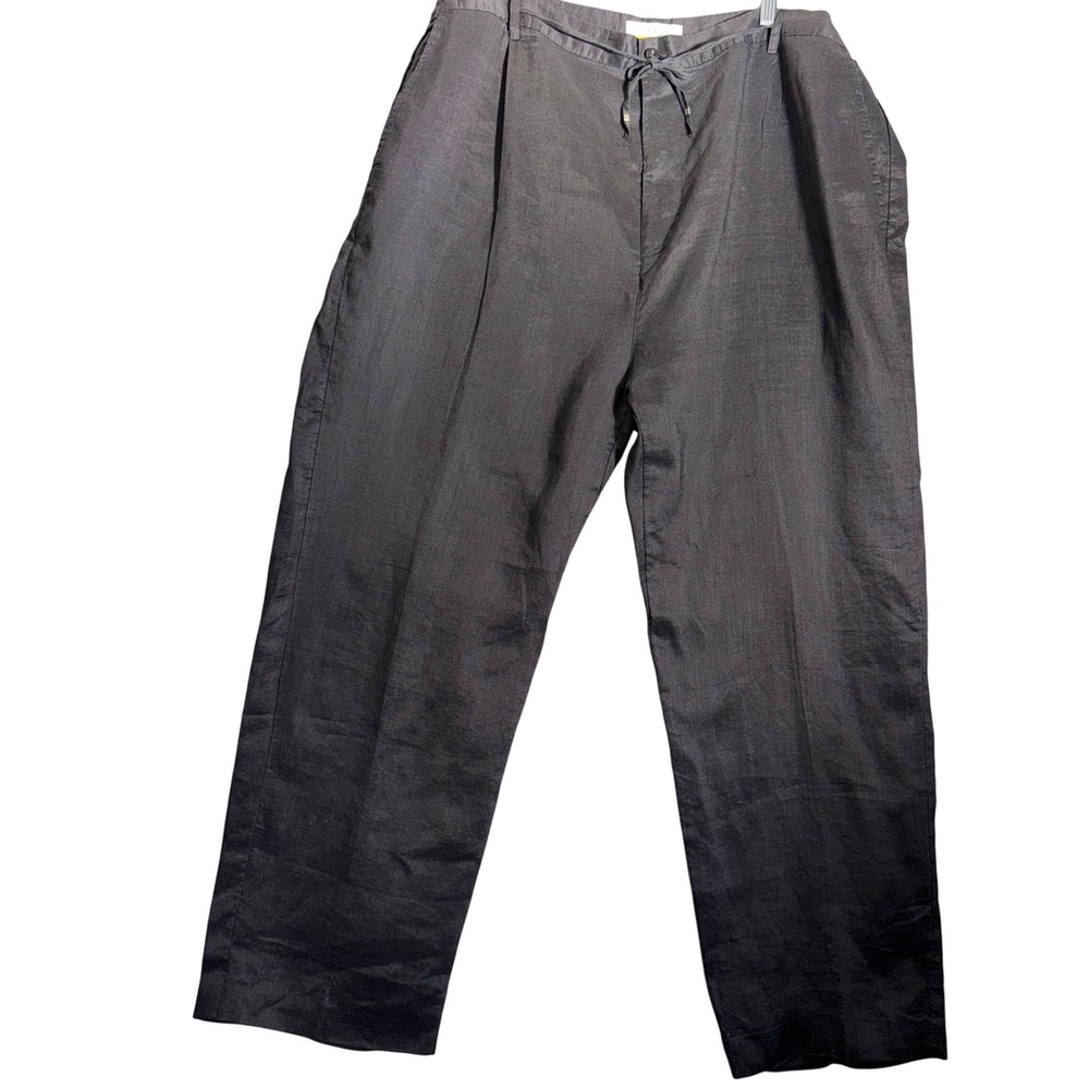 Daniel Ellissa 42 Black Linen Pleated Trousers Beach Coastal Old Money